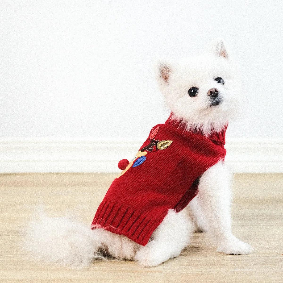 Nouveaux Vêtements pour Animaux Automne et Hiver Noël Cerf Mignon Pull Col Roulé Chien Chat Pull pour Animaux de Compagnie