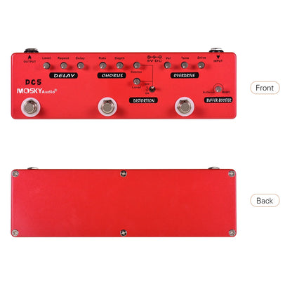 MOSKY-Pédale JEMulti Effects RC5, 6 en 1, Réverbération, Chœur, Distortion, Overdrive, Booster, Full Metal Shell