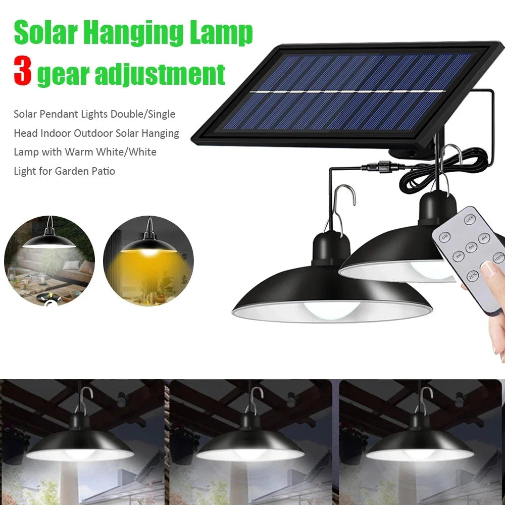 Hot-Selling Solar Courtyard Chandelier Super Bright Retro Yard Outdoor Split Waterproof Energy-Saving Double-Head Garden Light