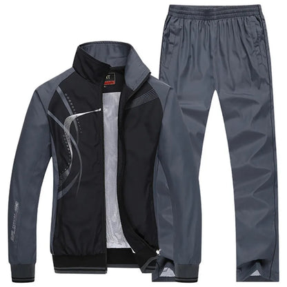 Ensemble de survêtement pour homme, collection printemps-automne, imprimé, 2 pièces : veste et pantalon, tenue de sport décontractée.