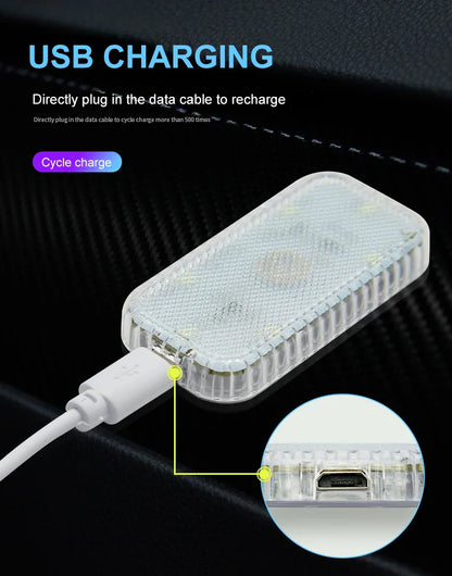 LED tactile lumière Mini sans fil voiture éclairage intérieur Auto toit plafond lampe de lecture pour porte pied coffre boîte de rangement USB charge