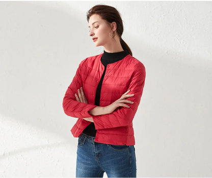 2024 New Spring Winter Women Liner Warm Down Jackets Ultralight Collarless Portable Female Padded Parkas O-Neck Puffer Overcoat