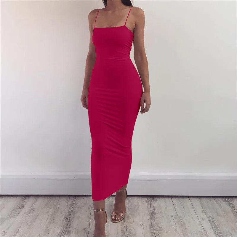Spaghetti Strap Backless Sexy Long Dress Party Off Shoulder Strapless Summer Maxi Dress Black Bodycon Dress Women vestido robe