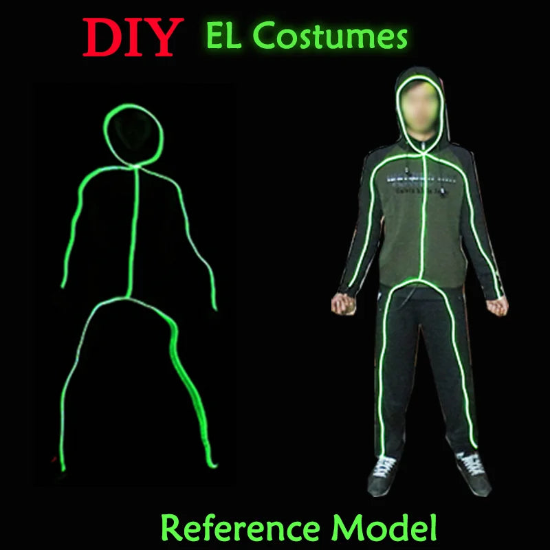 EL Suits Nouveauté Mode Vêtements LED/EL Costumes Lumineux Accessoires de Danse Lumineux Vêtements Hommes pour Décoration DIY de Vacances Vente Chaude