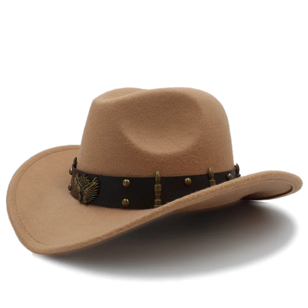 2 tailles hommes femmes chapeaux de cow-boy Western bord large Panama chapeau de soleil extérieur Fedora casquette Trilby Sombrero fête voyage taille US 7 1/4 UK L