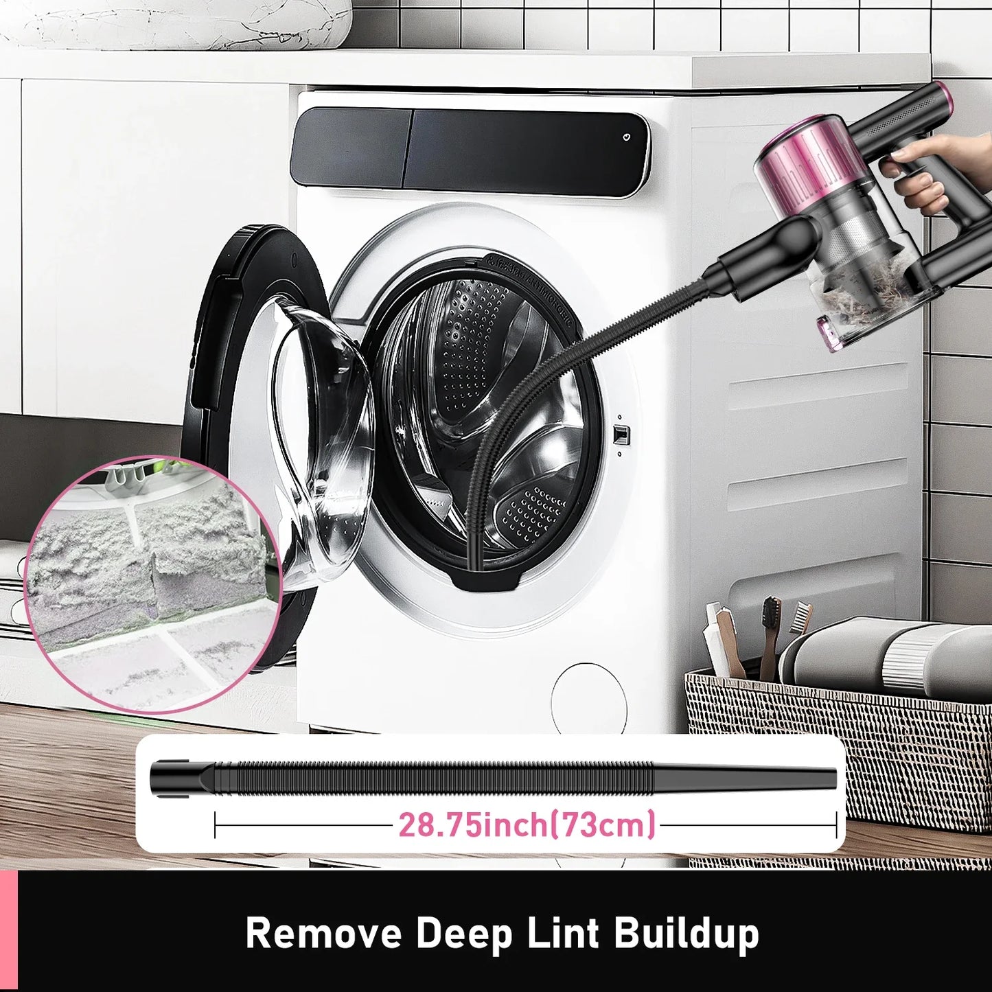 New Cordless Deep Cleaning Vacuum Cleaner Wireless Stick Vacuum for Dryer Vent for Home Hotels Cars Garage Application Battery