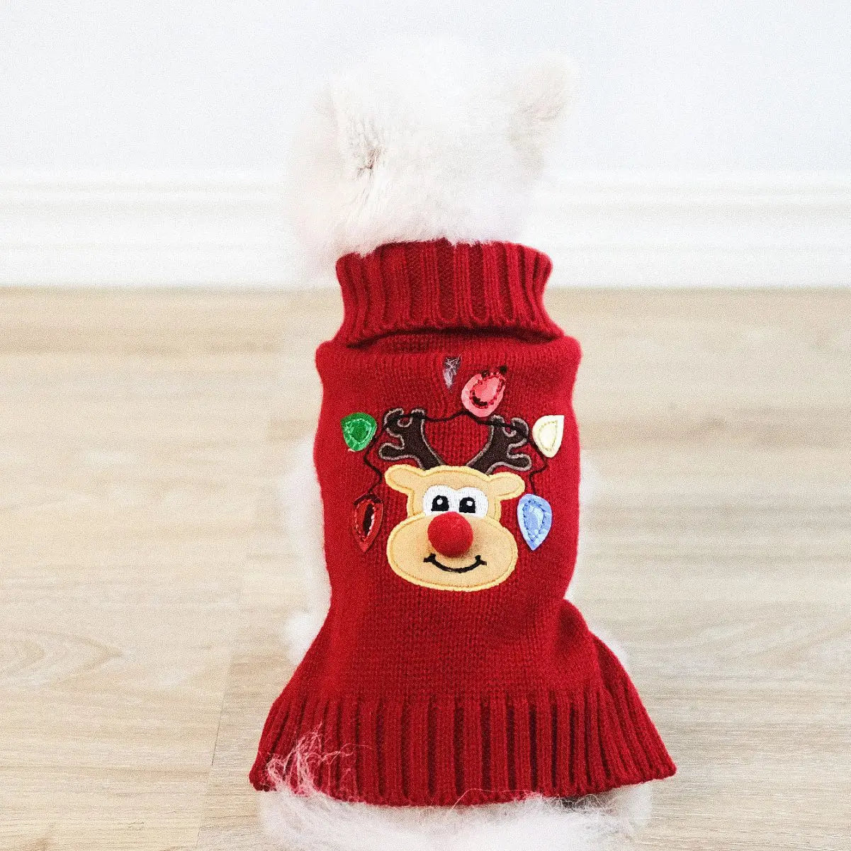 Nouveaux Vêtements pour Animaux Automne et Hiver Noël Cerf Mignon Pull Col Roulé Chien Chat Pull pour Animaux de Compagnie