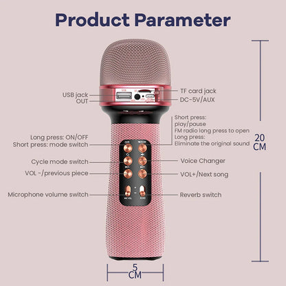 ALLOYSEED Karaoke Wireless Bluetooth-Compatible Microphone Handheld Music Singing Mic+FM+Voice Changing Audio Speaker Player