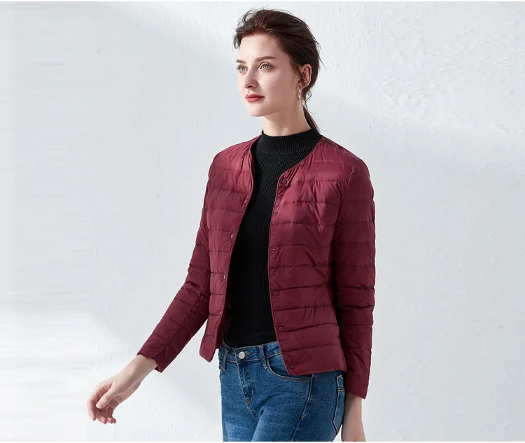 2024 New Spring Winter Women Liner Warm Down Jackets Ultralight Collarless Portable Female Padded Parkas O-Neck Puffer Overcoat