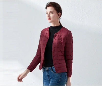 2024 New Spring Winter Women Liner Warm Down Jackets Ultralight Collarless Portable Female Padded Parkas O-Neck Puffer Overcoat