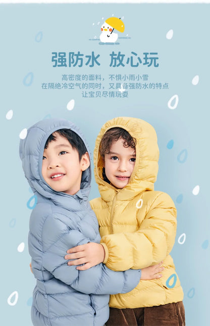 Doudoune Légère Enfant en Duvet de Canard Blanc, Nouveau Style Hiver, Manteau Court à Capuche pour Garçons et Filles, Vêtement d'extérieur pour Tout-petits