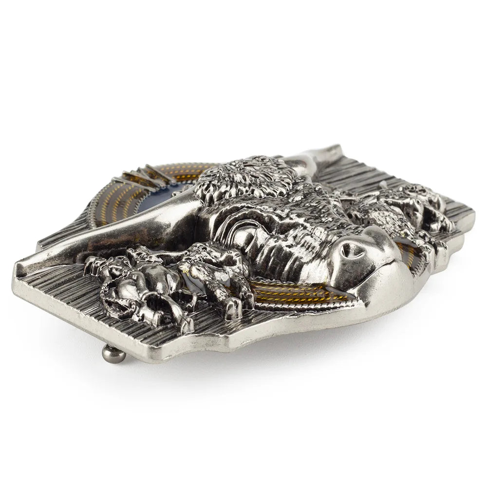 Boucle de ceinture Tauren en argent ancien, boucle lisse en métal, 4.0 Cowboy pour hommes