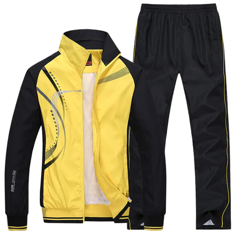 Ensemble de survêtement pour homme, collection printemps-automne, imprimé, 2 pièces : veste et pantalon, tenue de sport décontractée.