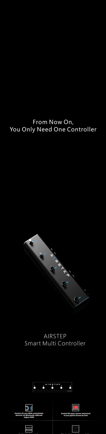 Xbly-Contrôleur Multi Intelligent Airstep IC, avec Acity I, HID, 5 Pédales, 2 Pédales d'Expression, 300H de Lecture, Support HX Stomp, Façades