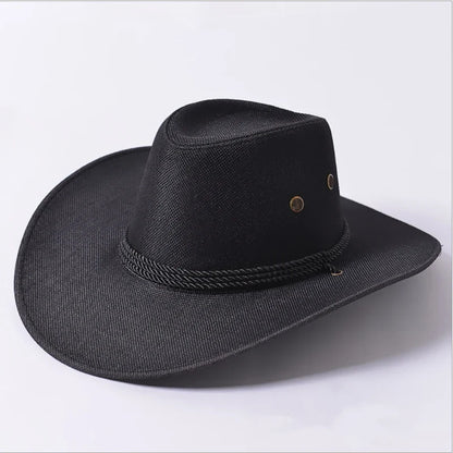Spring Autumn Wide Brim Solid Color Men Jazz Hat Unisex Sun Protection Outdoor Women Top Hat Cowboy Cap