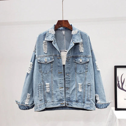 Women Denim Jacket feminine Spring Autumn Boho Sequin Floral Appliques Embroidery Coat Long Sleeve Outerwear Female Veste femme