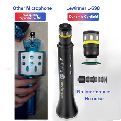 Lewinner L-698 Wireless Karaoke Microphone Bluetooth Speaker 2in1 Handheld Sing & Recording Portable KTV Player for iOS/Android