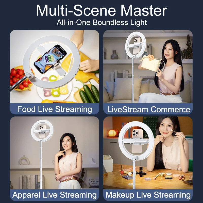 Foldable Content creator Kit Video Live  Photographic Flexible Floor Stand Selfie Ring Light WIth Stand for Video Recording