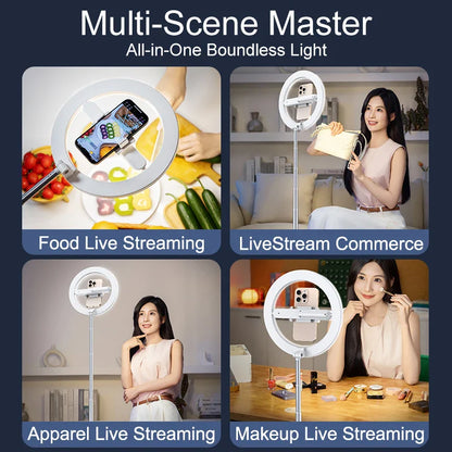 Foldable Content creator Kit Video Live  Photographic Flexible Floor Stand Selfie Ring Light WIth Stand for Video Recording