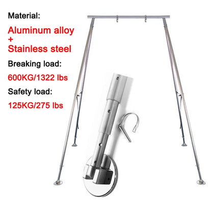 Alloy Magnesium Adjustable Portable Yoga Hammock Stand Aerial Platform Silver Frame with Carry Bags Recommended 3.4m