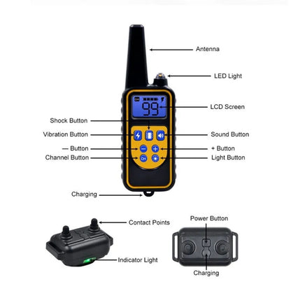 Collier Électrique Anti-Aboiement pour Chien, Étanche, avec Télécommande, Rechargeable, Dispositif de Toutes Tailles