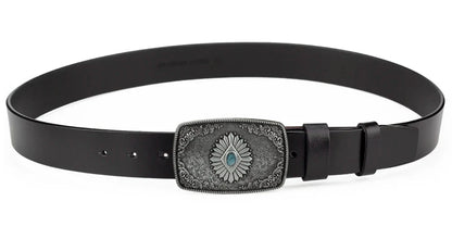Bronze Sapphire Blue Belt Buckle Exquisite Decorative Pattern for Ｍen Cowboy Big