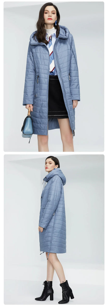 GASMAN 2022 Spring Autumn Jacket Women fashion casual long parka coat padded female stand-up Collar hooded ladies jackets 81858