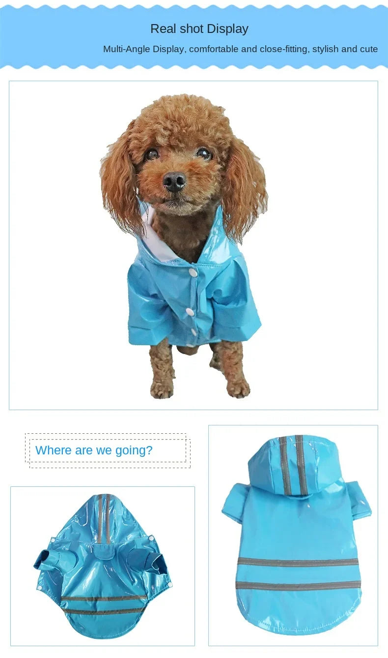 Vêtements pour chiens, vestes imperméables, imperméables à capuche avec bande réfléchissante, vêtements respirants d'extérieur pour chiots