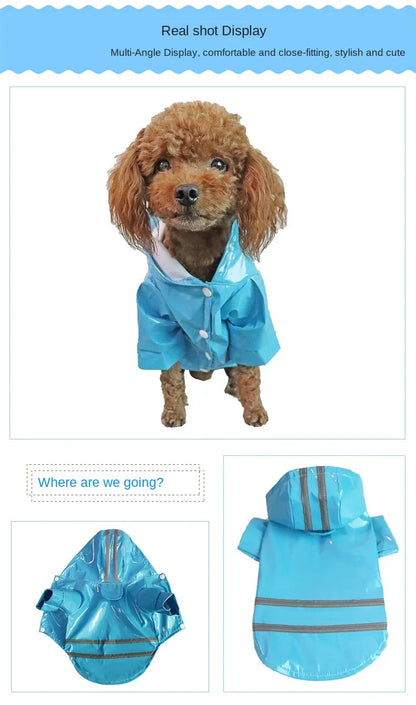 Vêtements pour chiens, vestes imperméables, imperméables à capuche avec bande réfléchissante, vêtements respirants d'extérieur pour chiots