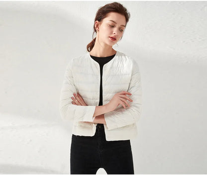 2024 New Spring Winter Women Liner Warm Down Jackets Ultralight Collarless Portable Female Padded Parkas O-Neck Puffer Overcoat