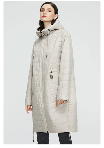 GASMAN 2022 Spring Autumn Jacket Women fashion casual long parka coat padded female stand-up Collar hooded ladies jackets 81858