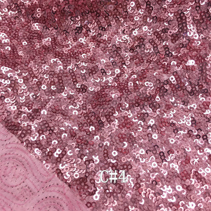 Tissu brodé haute qualité RX258 en satin, mat, haute densité, pailleté, 3mm, 13 coloris, base blanche