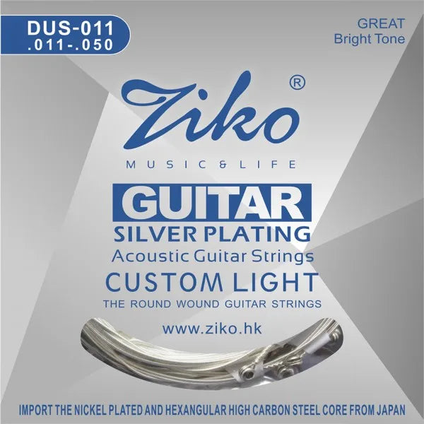 ZATM-Jeu de cordes JEParts pour instruments de musique acoustiques, plaqué argent, 6 cordes, 010 011 012