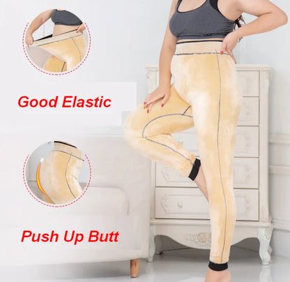 Leggings doublés en polaire, pantalon en cachemire épais, Super chaud, surdimensionné, hiver, ouc581