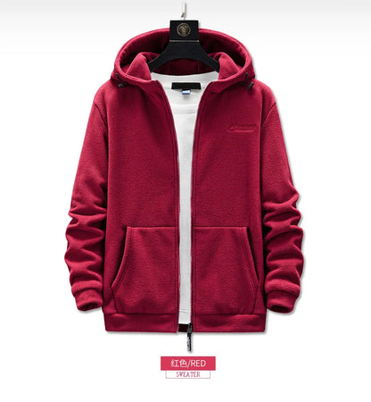 Plus Size L-8XL Men's Fleece Sweater Outdoor 2023 Autumn Polar Fleece Cardigan hooded Outside Zip Hoodies Sweatshirts Coat