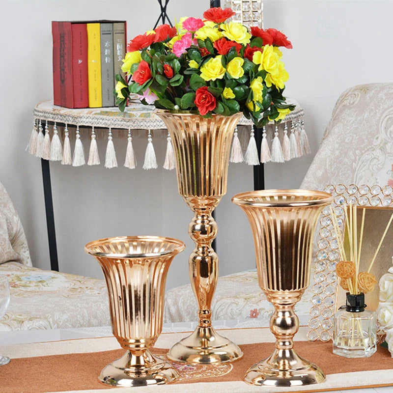 PEANDIM Luxury Silver Flower Vase Home Vase Desktop Craft Flower Arrangement Decoration Wedding Party Christmas Flower Rack