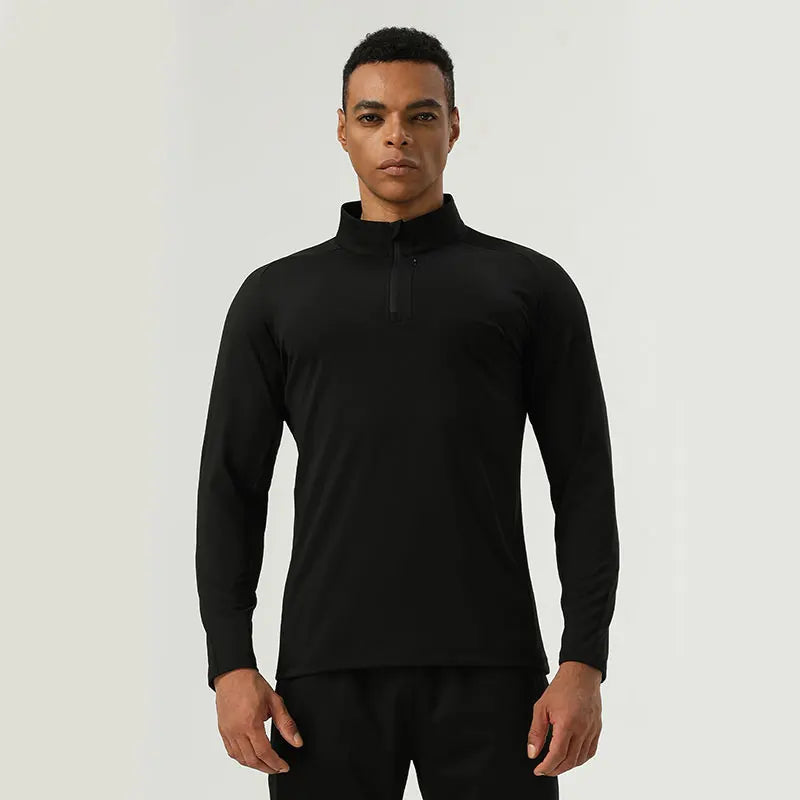 New Spandex / Polyester  Semi-pull Top with Invisible Pocket Design High Elastic Sports Men's Top