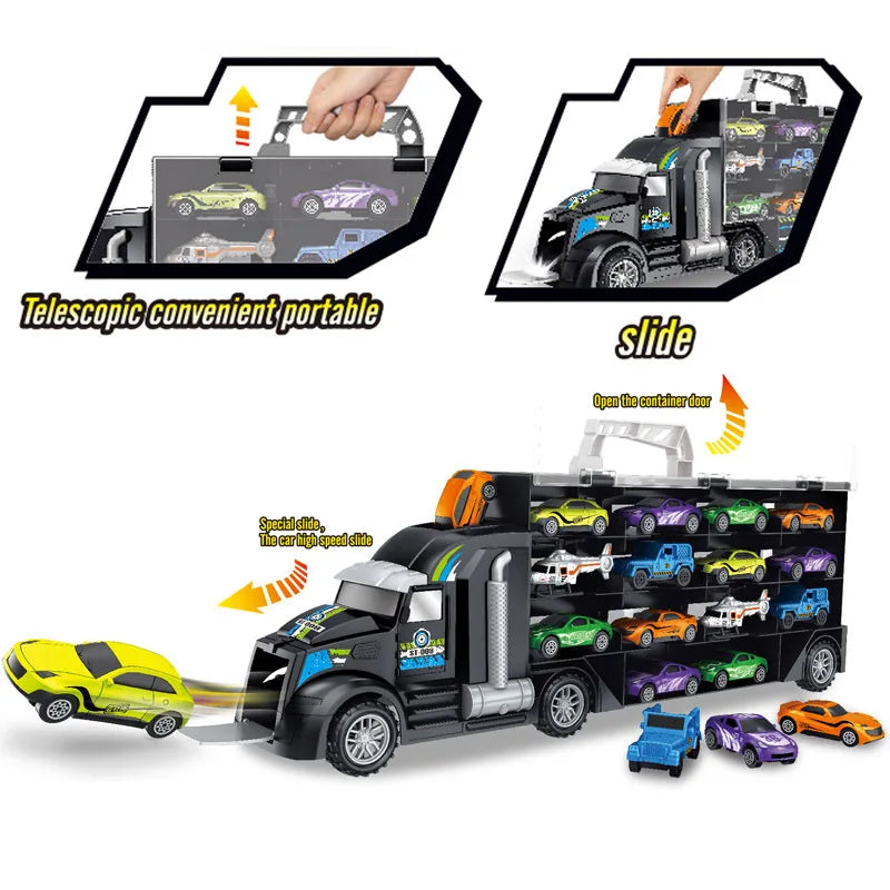 Jouet modèle de voiture pour enfants, camion de construction, tracteur, garage, conteneur, camion, rangement de voiture, cargaison, jouet pour garçon, cadeau de Nouvel An et de Noël