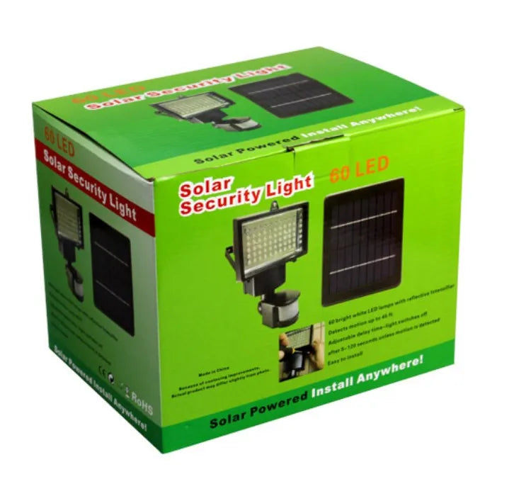 IP65 60 LED Lampe de jardin solaire Capteur de mouvement Lumière d'inondation de sécurité 80 Lumières solaires Batterie Corps en plastique Paysage Solaire