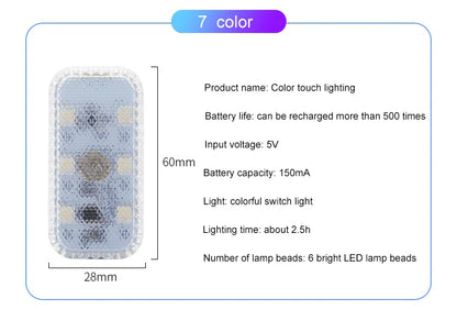 LED tactile lumière Mini sans fil voiture éclairage intérieur Auto toit plafond lampe de lecture pour porte pied coffre boîte de rangement USB charge