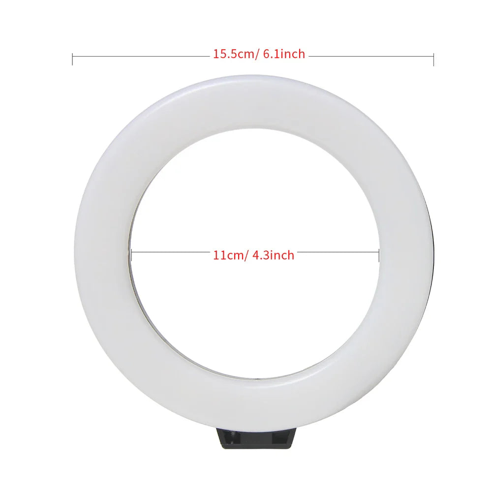 Mini Anneau Lumineux LED de 6 Pouces, Lampe Vidéo de Bureau, Prise USB, Éclairage de Photographie pour Youtube, Live, Vlog, Studio de Maquillage