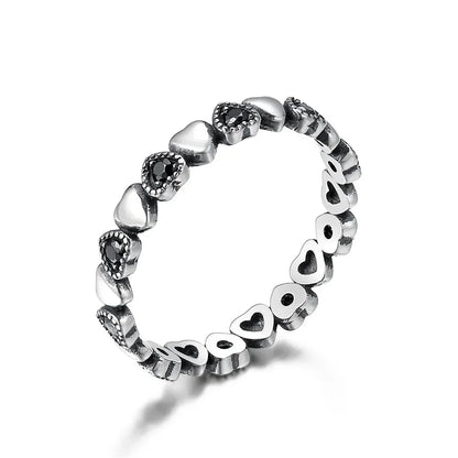 925 Sterling Silver Star & Heart Band Ring