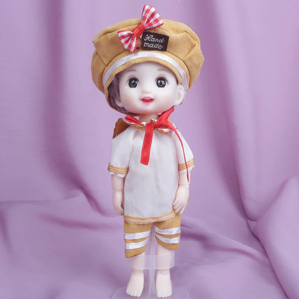 Blue Eyes16cm BJD Doll 13 Moveable Joint Dolls Boy Short Hair BJD Dolls Muilt-type Face Make Up Toy Cartoon Dress Girls  Dolls
