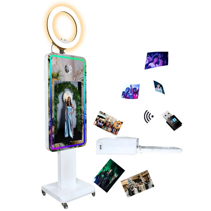 Mirror Photo Booth Install Camera with 21.5 Inch Touch Screen PC Digital DSLR Photo Booth Party Selfie Mirror Photo Booth