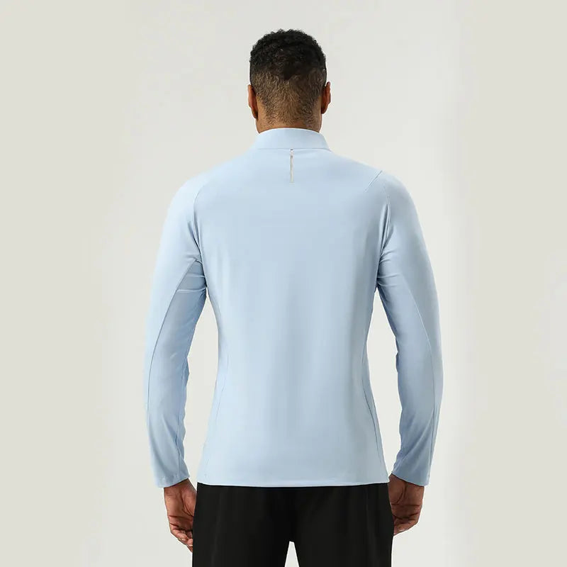 New Spandex / Polyester  Semi-pull Top with Invisible Pocket Design High Elastic Sports Men's Top