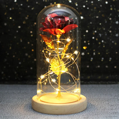 Fleurs lumineuses LED enchantées avec la Belle et la bête, dôme de roses décoratif pour mariage, saint-valentin, cadeau de fête des mères