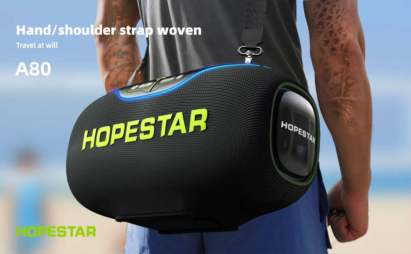 Hopestar speaker A80 alto gravador de áudio portátil de alta qualidade 350W RGB subwoofer home theater USB party computer DC