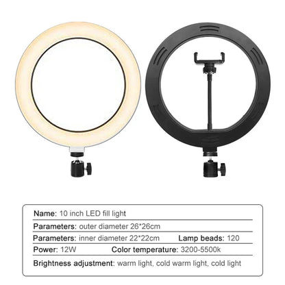 Anneau lumineux LED circulaire avec support pour téléphone, éclairage de studio, lampe pour caméra photo et vidéo YouTube, prise de vue Vlog et selfie