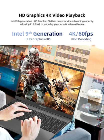 Teclast F15 Plus 2 Laptop 15.6 Inch Windows 11 Laptop 8Gb Ram 256Gb Ssd Gemini Lake N4120 Usb3.0 Mini-Hdmi Full Size Keyboard
