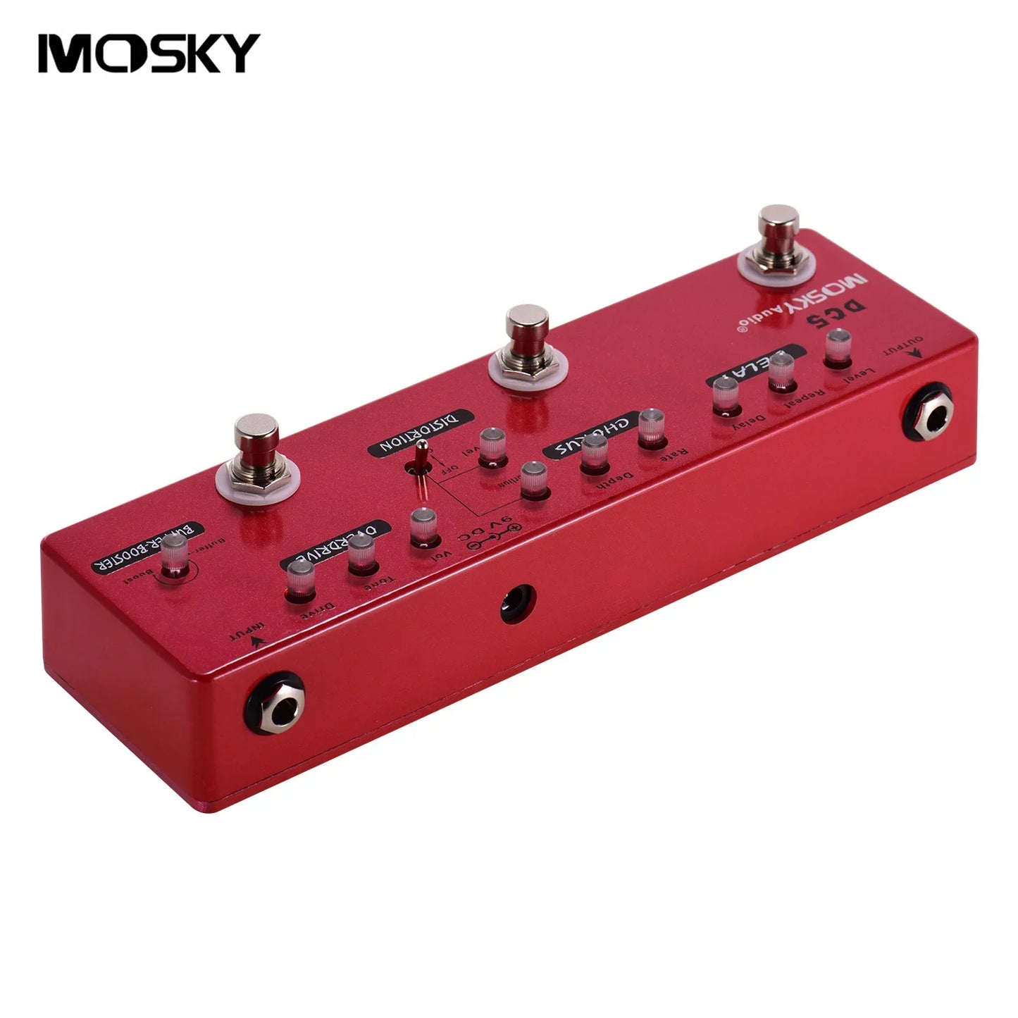 MOSKY-Pédale JEMulti Effects RC5, 6 en 1, Réverbération, Chœur, Distortion, Overdrive, Booster, Full Metal Shell
